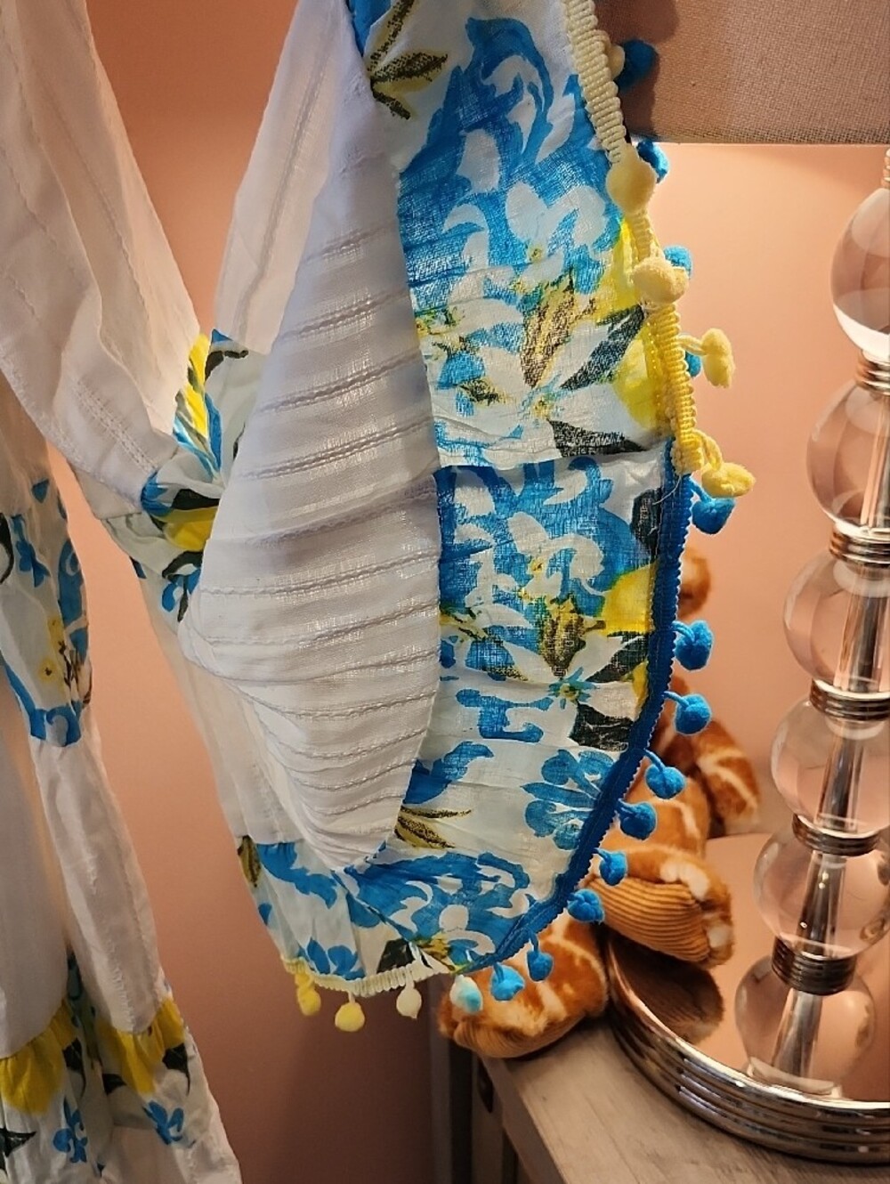 Colori Di Mare White Tiered Boho Tunic with Yellow Lemon Embroidery - Picture 4 of 7
